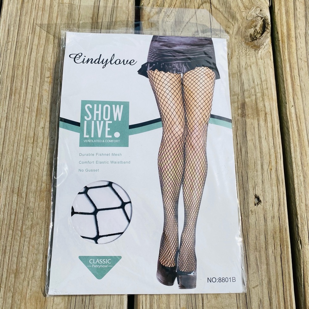 Cindylove Fishnet Pantyhose Black Mesh Elastic